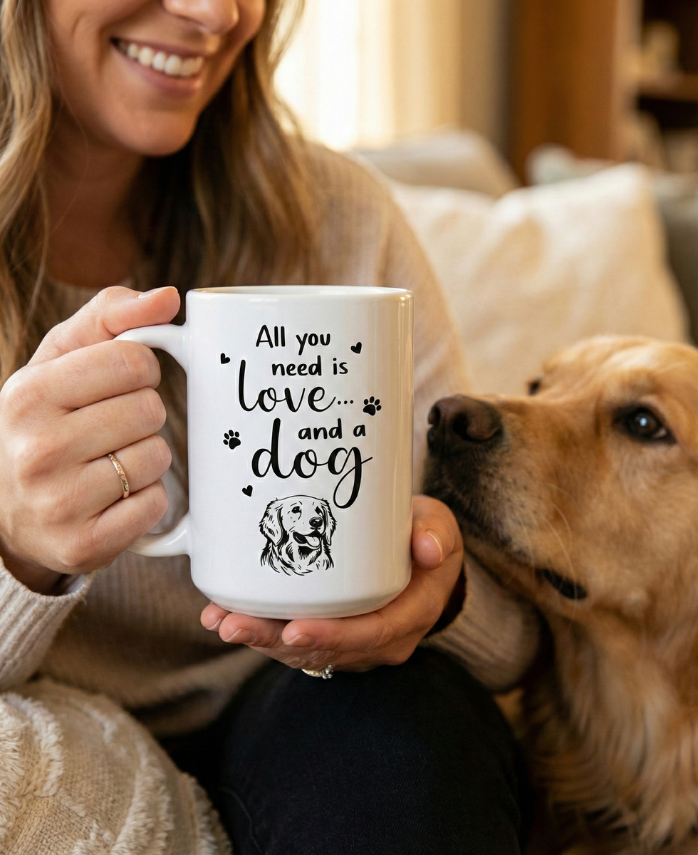 All You Need Is Love and a Dog Mug | Dog Lover Gift | Gift for Dog Mom  Kawaink
