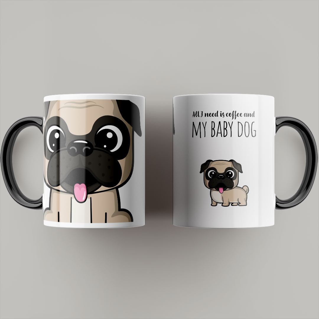 Black Pug - Personalized Pug Themed Gifts For Women Coffee Mug