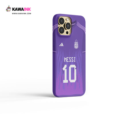 Messi in Argentina Away Kit (Phone Case) (iPhone/Samsung): Rep Messi in the Argentina away kit with this phone case! 