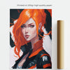 Girl with orange hair. Hyperreal anime painting