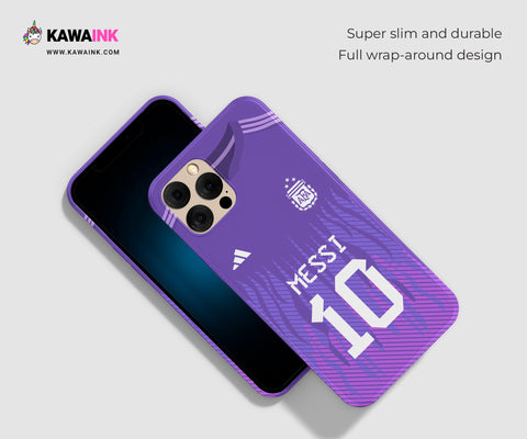 Messi in Argentina Away Kit (Phone Case) (iPhone/Samsung): Rep Messi in the Argentina away kit with this phone case! 