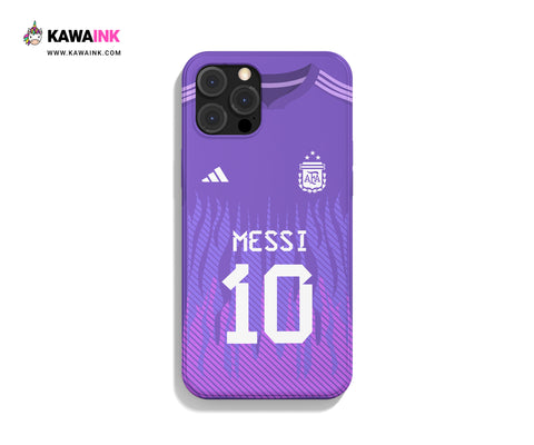 Messi in Argentina Away Kit (Phone Case) (iPhone/Samsung): Rep Messi in the Argentina away kit with this phone case! 