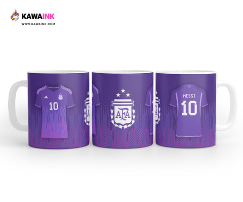 Argentina Lionel Messi coffee mug - away t-shirt violet - three stars