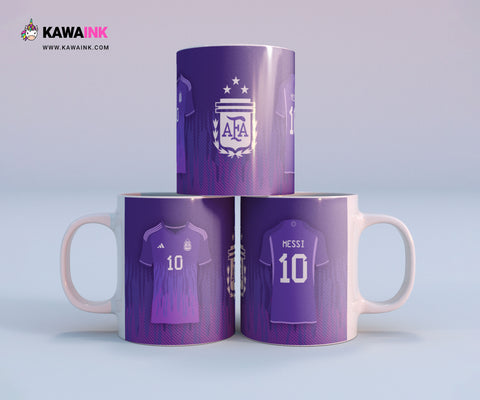 Argentina Lionel Messi coffee mug - away t-shirt violet - three stars