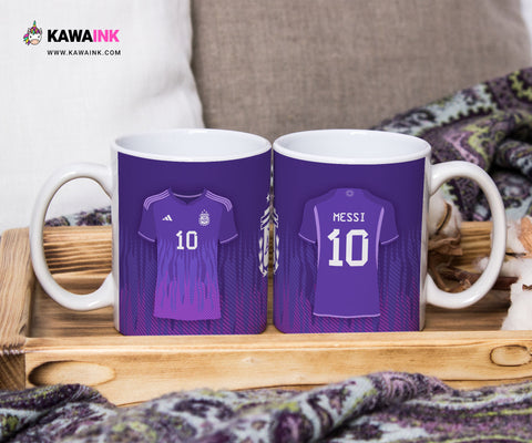 Argentinien Lionel Messi Kaffeetasse - Auswärts-T-Shirt violett - drei Sterne