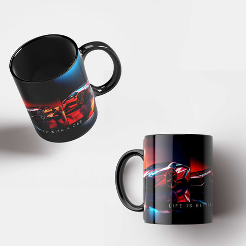 Life is better whit a car, Mug for car lovers - Kawaink