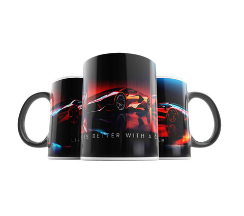 Life is better whit a car, Mug for car lovers - Kawaink