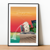 Singapure Lion sunset city poster