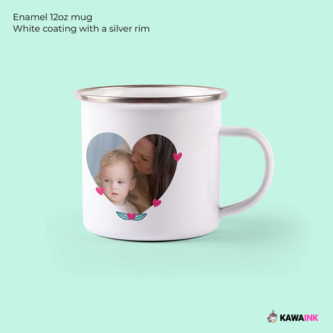 I ❤️ u mom - Fototasse online personalisiert - Weiße 12oz Emaille-Tasse