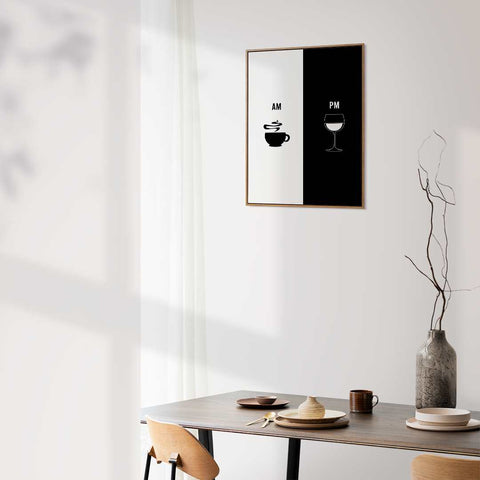 AM-PM coffee or wine poster - Kawaink