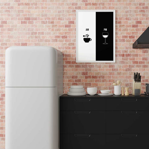 AM-PM coffee or wine poster - Kawaink