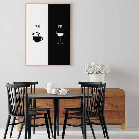 AM-PM coffee or wine poster - Kawaink