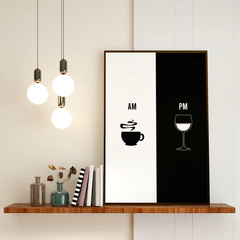 AM-PM coffee or wine poster - Kawaink