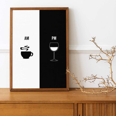 AM-PM coffee or wine poster - Kawaink