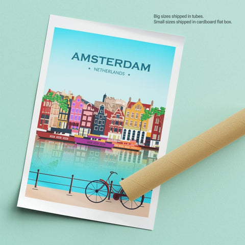 Amsterdam city day poster - Kawaink
