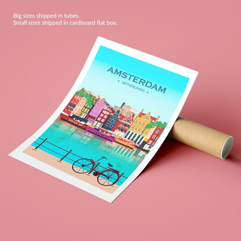 Amsterdam city day poster - Kawaink