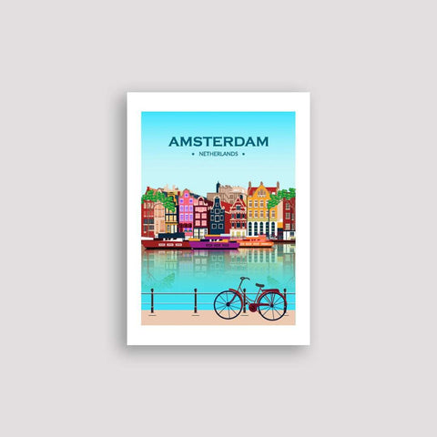 Amsterdam city day poster - Kawaink