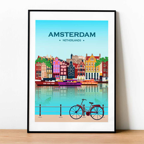 Amsterdam city day poster - Kawaink