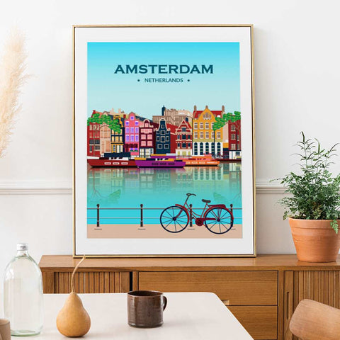 Amsterdam city day poster - Kawaink