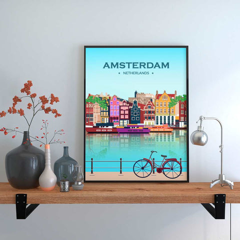 Amsterdam city day poster - Kawaink
