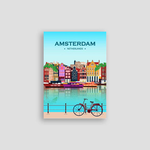 Amsterdam city day poster - Kawaink