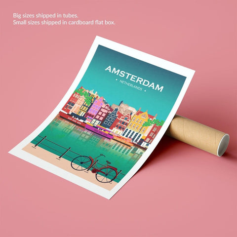 Amsterdam city poster night - Kawaink