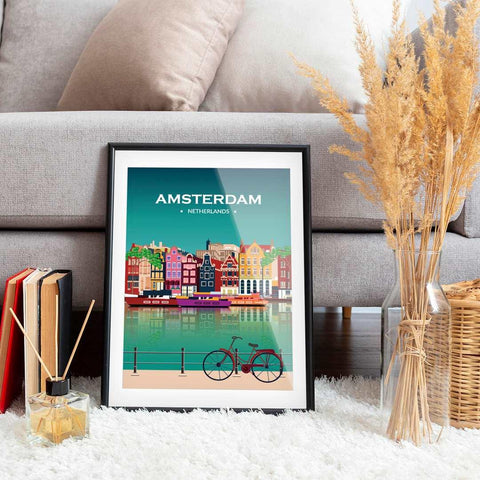 Amsterdam city poster night - Kawaink