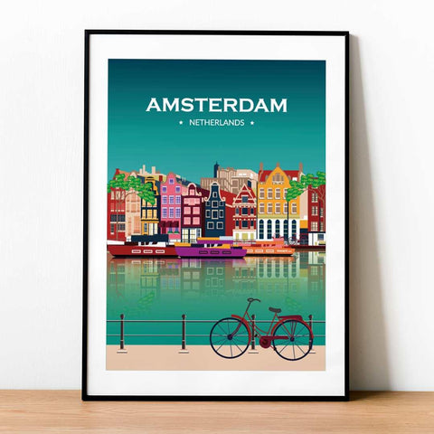 Amsterdam city poster night - Kawaink