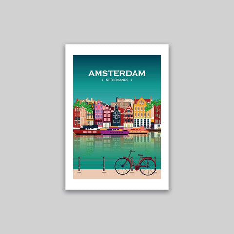 Amsterdam city poster night - Kawaink