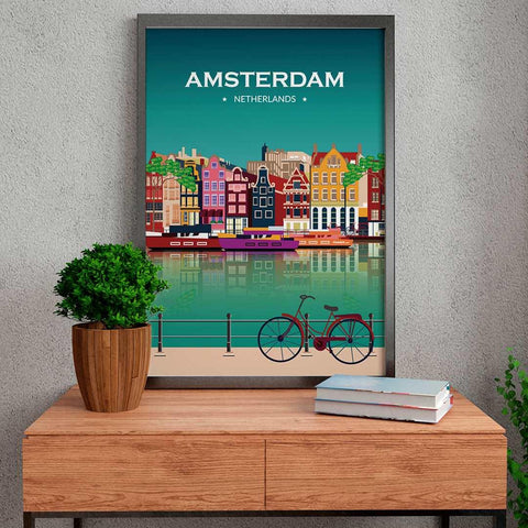 Amsterdam city poster night - Kawaink