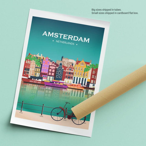 Amsterdam city poster night - Kawaink