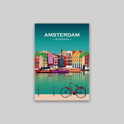 Amsterdam city poster night - Kawaink