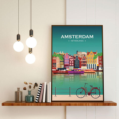 Amsterdam city poster night - Kawaink