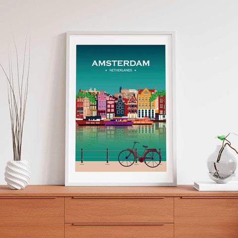 Amsterdam city poster night - Kawaink