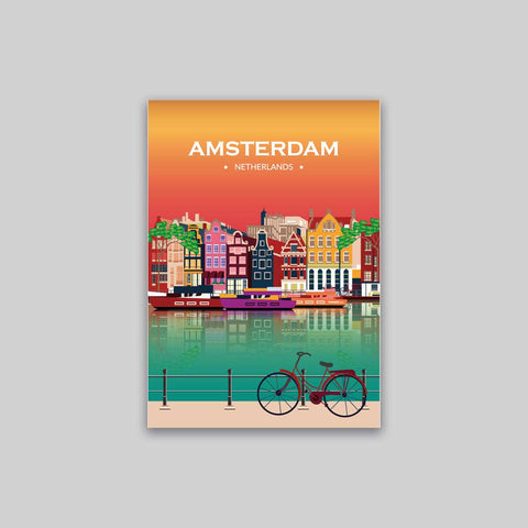 Amsterdam City poster sunset - Kawaink