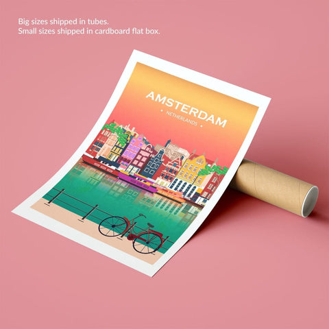 Amsterdam City poster sunset - Kawaink