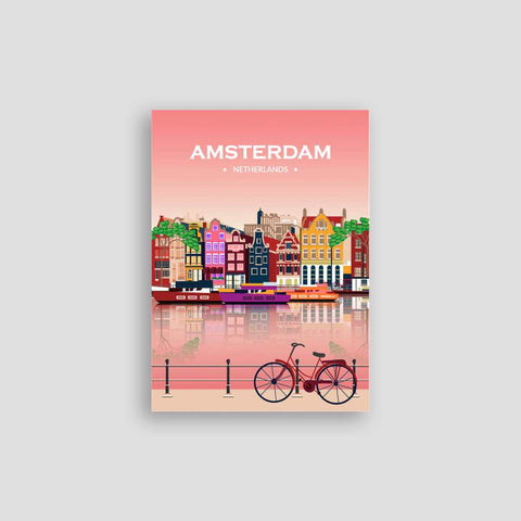 Amsterdam poster pink - Kawaink