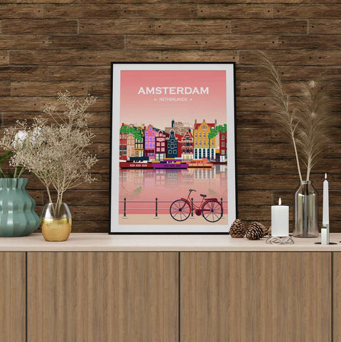 Amsterdam poster pink - Kawaink