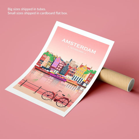 Amsterdam poster pink - Kawaink
