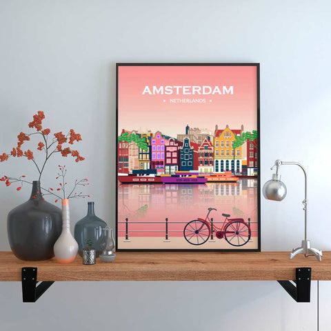 Amsterdam poster pink - Kawaink