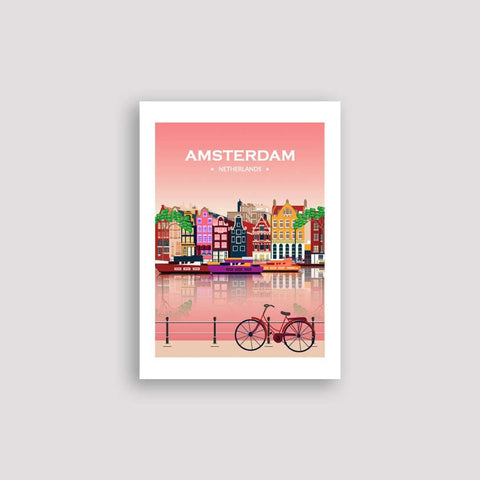 Amsterdam poster pink - Kawaink