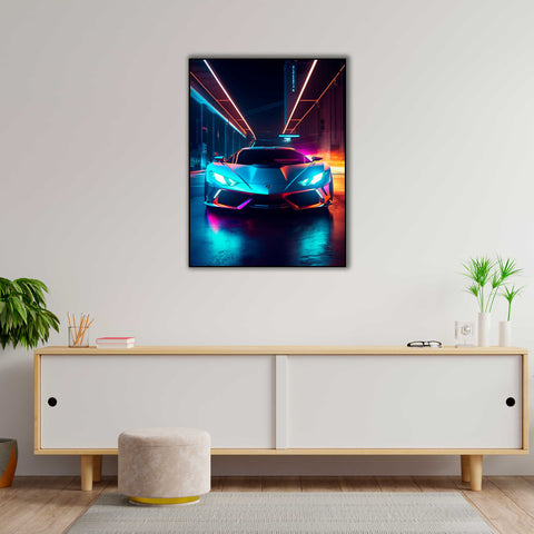 Luxus-Autoposter im Cyberpunk-Stil – Autofans
