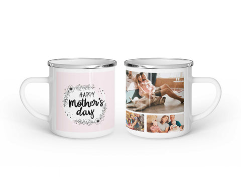 Happy mothers day - Enamel Photo mug personalised online - White 12oz
