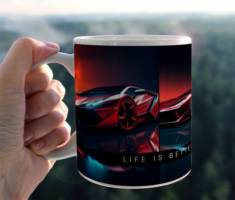 Life is better whit a car, Mug for car lovers - Kawaink