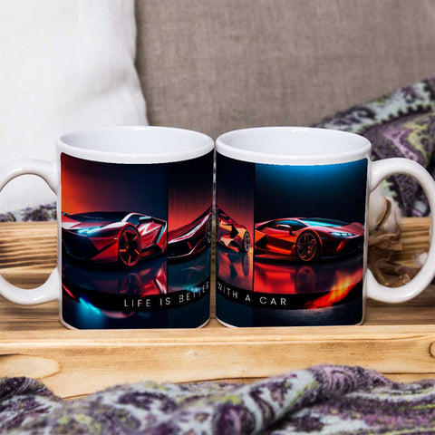 Life is better whit a car, Mug for car lovers - Kawaink