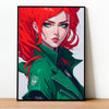Redhead girl. Hyperreal anime painting. Digital Art