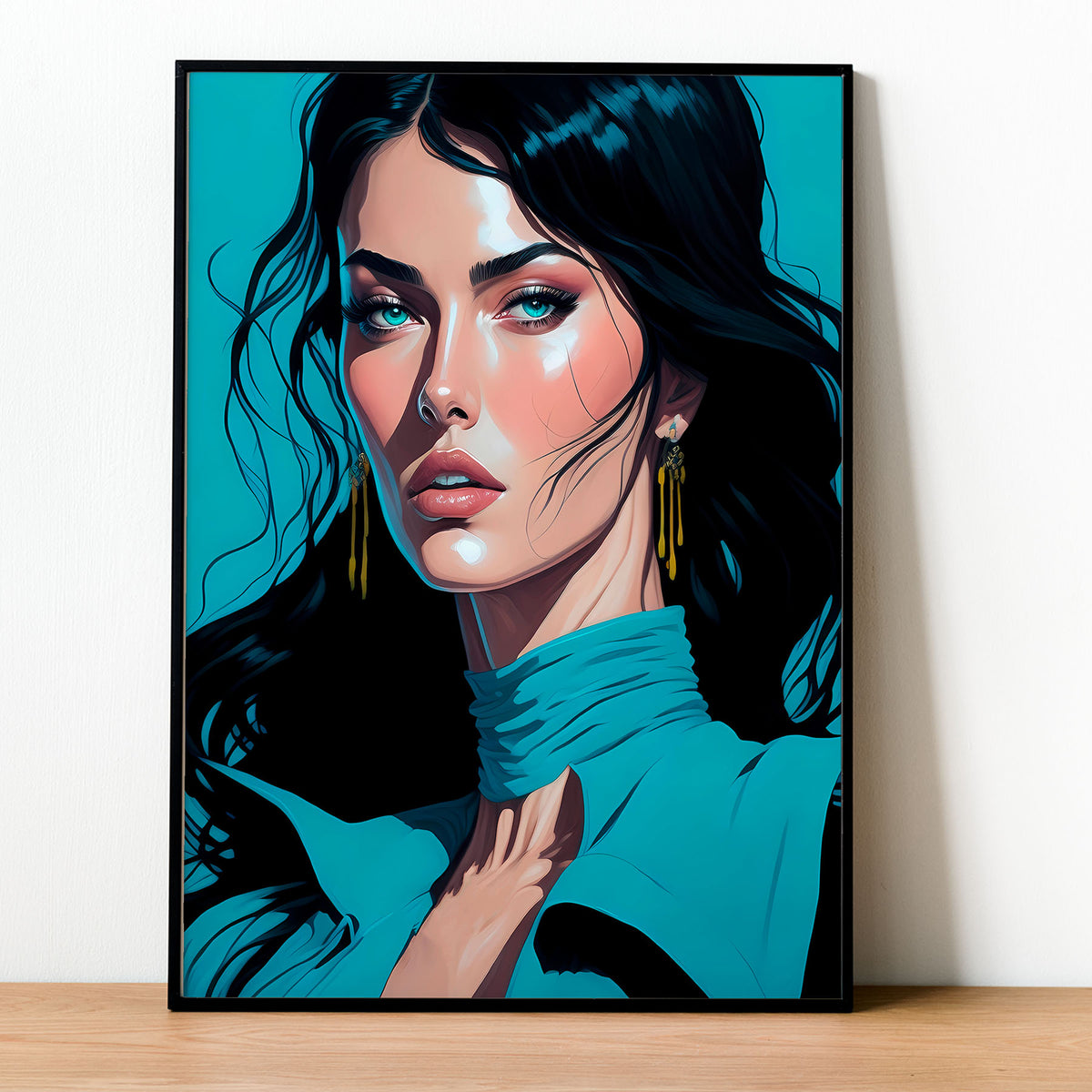 Hyperreal anime painting. Anime Style. Light blue poster, black haired ...