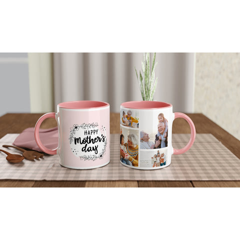 Bonne fête des mères - Tasse photo personnalisée en ligne - Tasse en céramique blanche de 11 oz avec couleur à l'intérieur