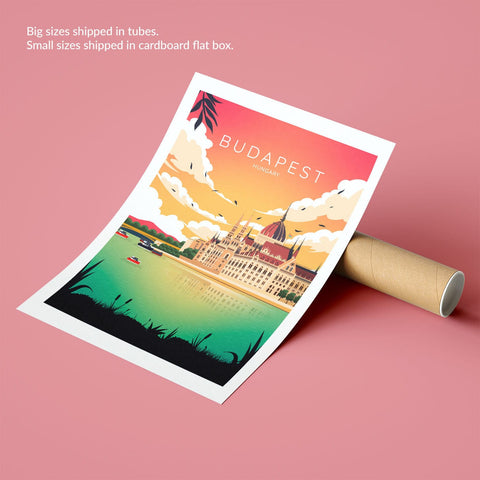 Budapest sunset city poster - Kawaink