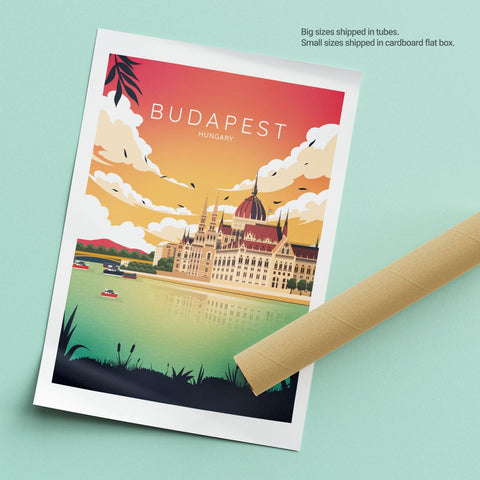 Budapest sunset city poster - Kawaink